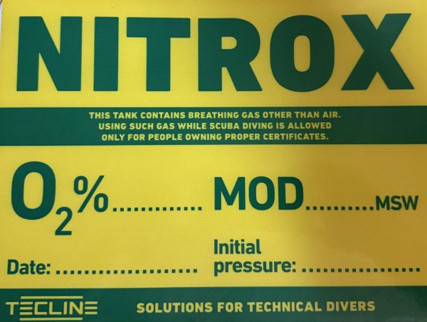 Tecline NITROX Aufkleber 29 x 21cm